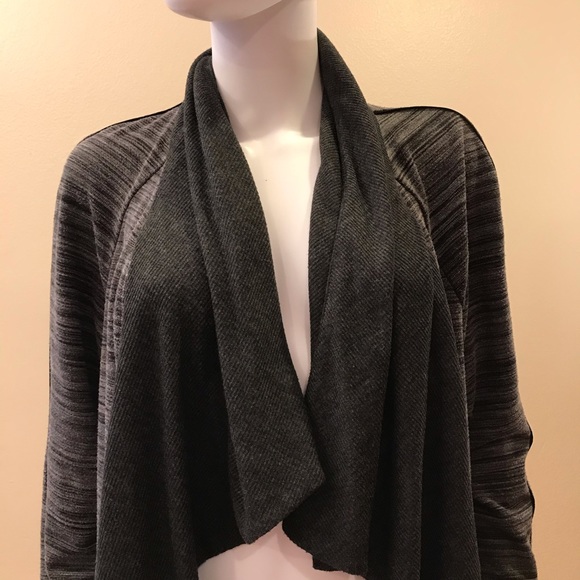 H by Halston Cardigan Sweater Womens Size M Open Front Deep Pockets Dark Grey - Picture 13 of 14